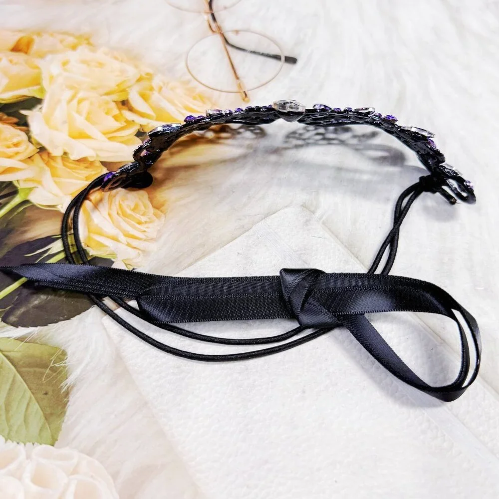 Purple Crystal Masquerade Mask - Elegant Women's Accessory